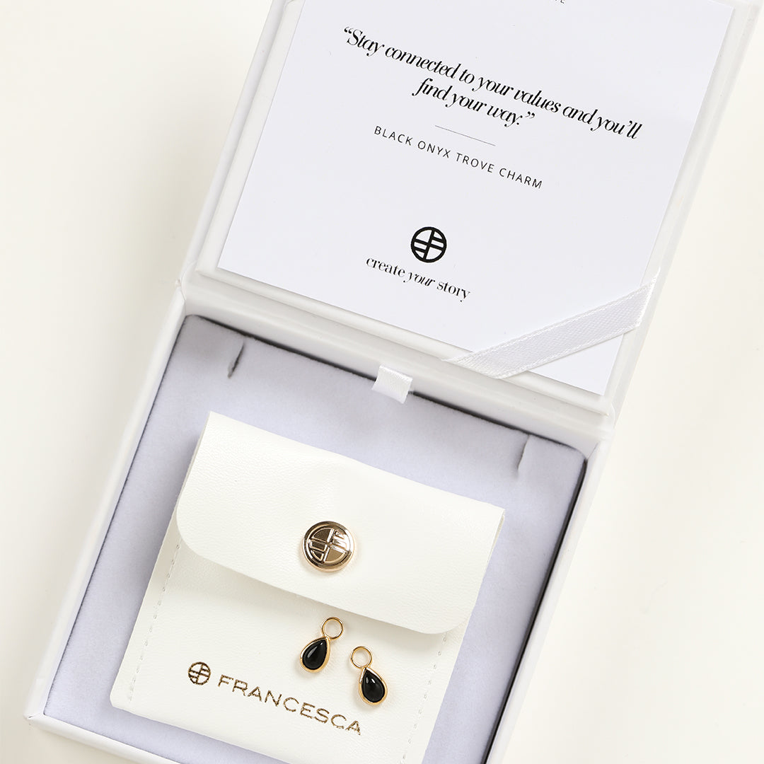 Black Onyx Trove Hoop Charm Earrings (Set of 2) - Elegant Dangle Jewelry for Women, Perfect for Parties, Weddings & Everyday Wear