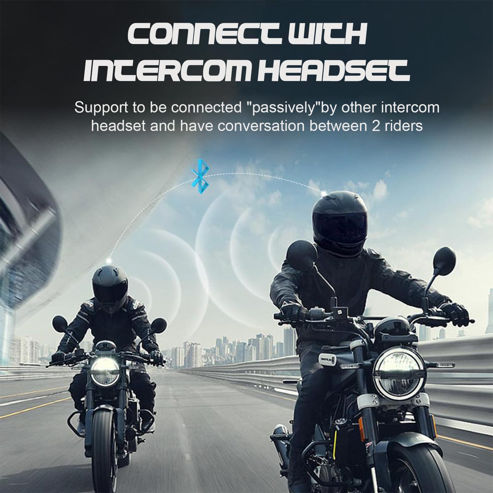 FreedConn F1 Motorcycle Bluetooth Helmet Headset - Wireless Headphone Speaker with Bluetooth 5.2, CVC Noise Cancellation, 1100mAh Battery (30 Hours), IP67 Waterproof, Voice Control - Perfect for Solo Riders & Long-Distance Motorcycle Tours