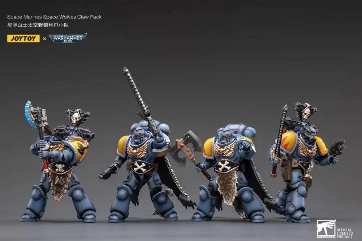 1/18 JOYTOY Warhammer 40K Space Marine Wolves Claw Action Figure Set (4PCS) - Perfect for Collectors, Tabletop Gaming & Display
