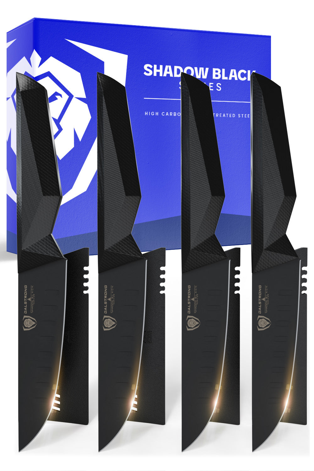 Premium 4-Piece Steak Knife Set - Shadow Black Series | NSF Certified | High-Performance German Steel | Dalstrong | Perfect for Steak Dinners, BBQ Parties & Gourmet Cooking