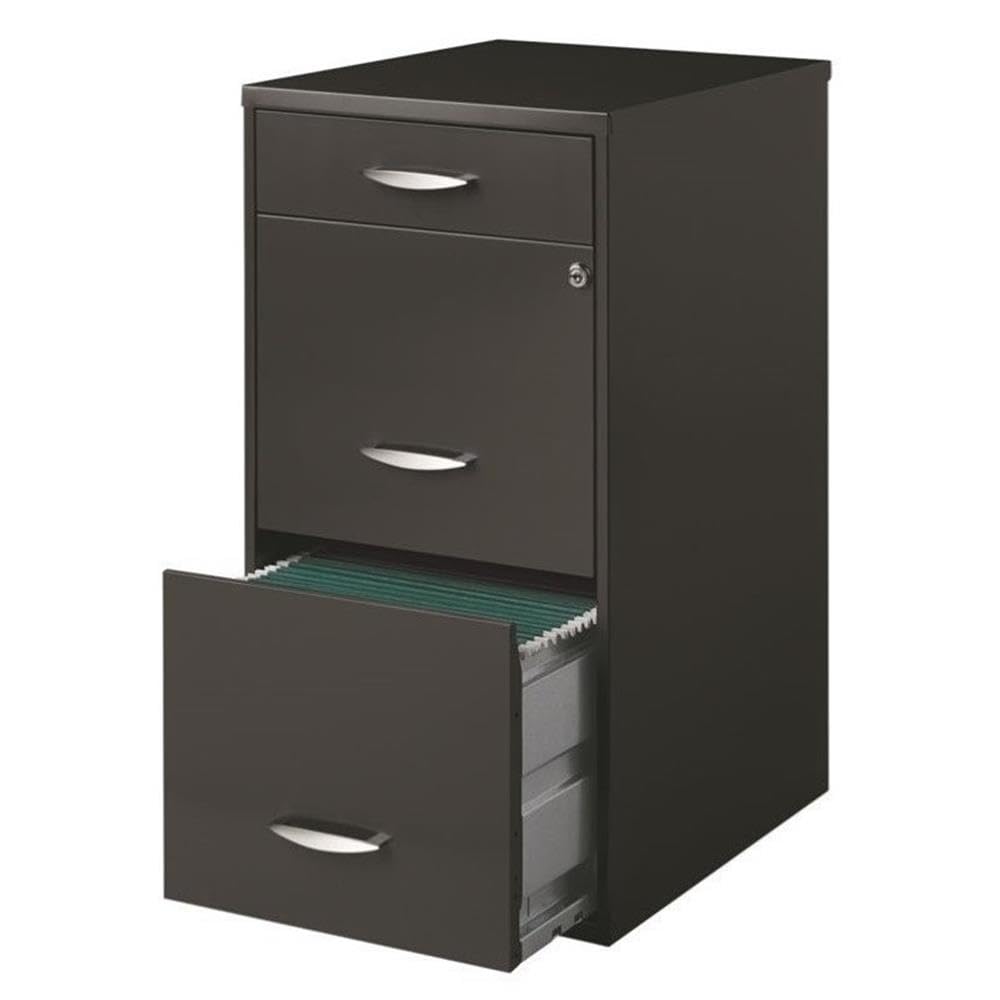 Hirsh Industries 2-Piece File Cabinet Set - Charcoal Steel Filing Cabinet with Adjustable Black File Caddy | Office Organization & Document Storage Solution for Home or Business