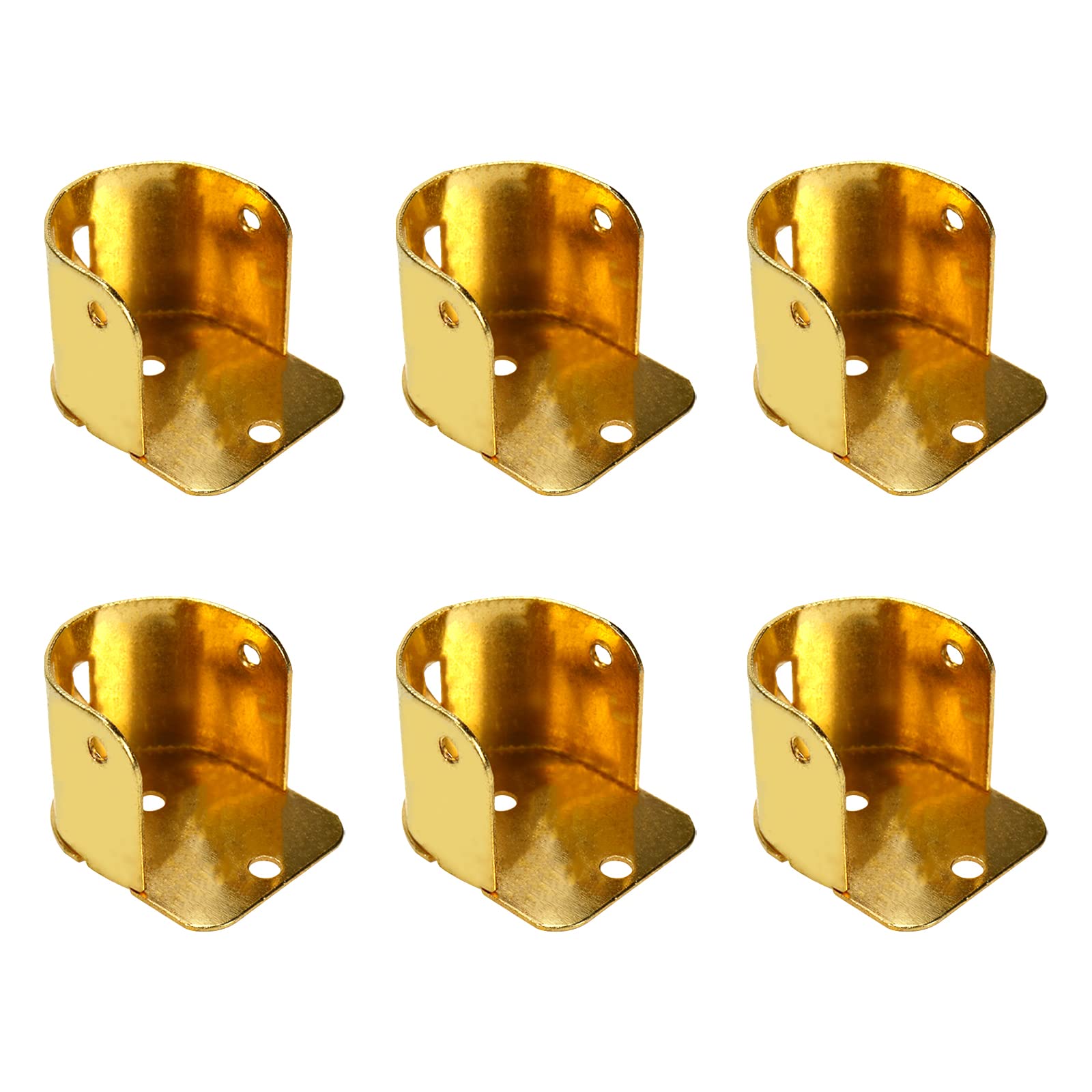 Coshar 6-Pack Closet Rod Brackets - Heavy Duty Curtain Pole Sockets with Screws for 1 Inch Diameter Rods (Sand Gold) - Perfect for Wardrobe Organization & Window Curtain Installation
