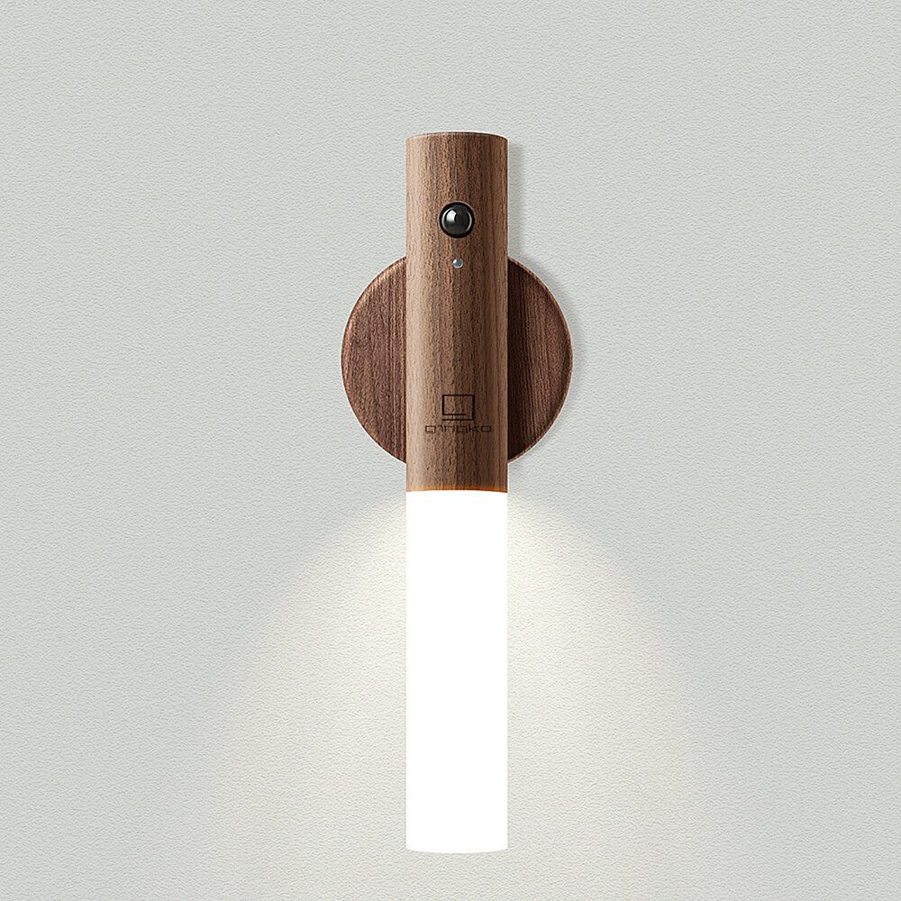 GINGKO Smart Baton Motion Sensor Light - Natural Walnut Wood LED Night Light for Hallway, Staircase & Bedroom