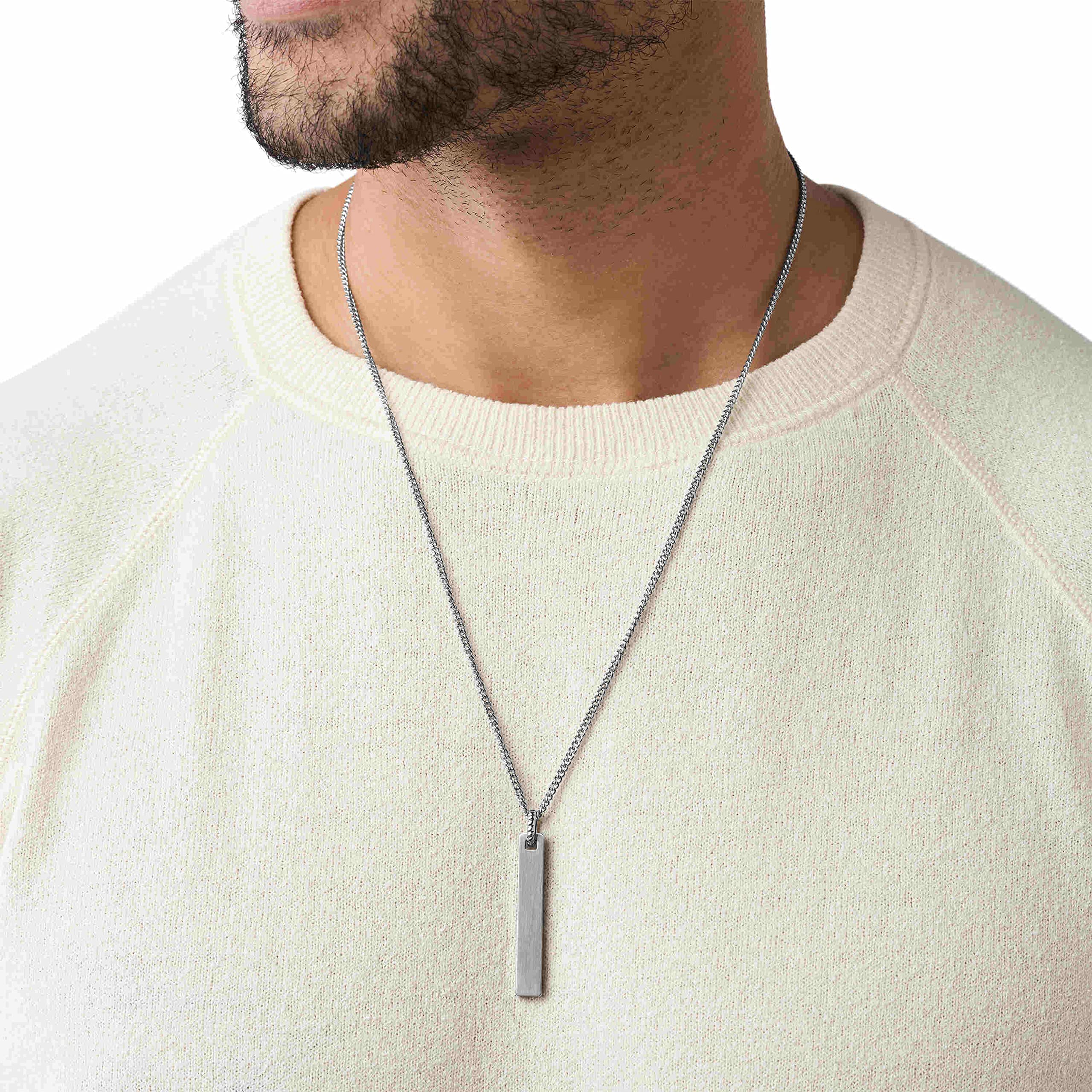 Fossil Men's Stainless Steel or Leather Necklace - Stylish & Durable Jewelry for Everyday Wear, Gifts & Special Occasions