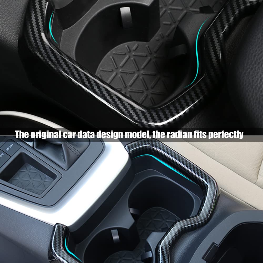 ABS Carbon Fiber Cup Holder Trim Panel Cover for Toyota RAV4 2019-2022 - Interior Accessories Upgrade (1PC) - Perfect for Car Enthusiasts & Customization Lovers