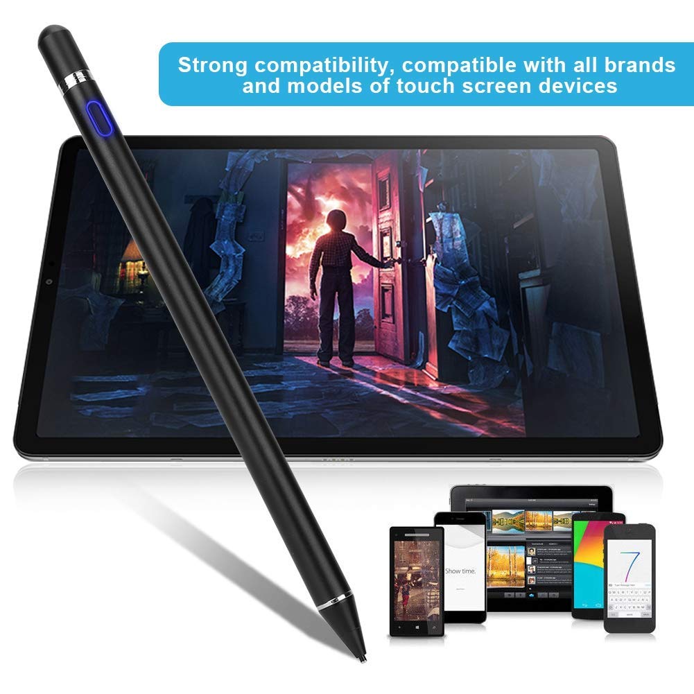 Universal Stylus Pen for Touch Screens - Compatible with Chromebook, Tablets, Laptops & Smartphones | Digital Notebook & Active Pencil for Writing, Drawing & Note-Taking (Black) - Perfect for Students, Professionals & Artists