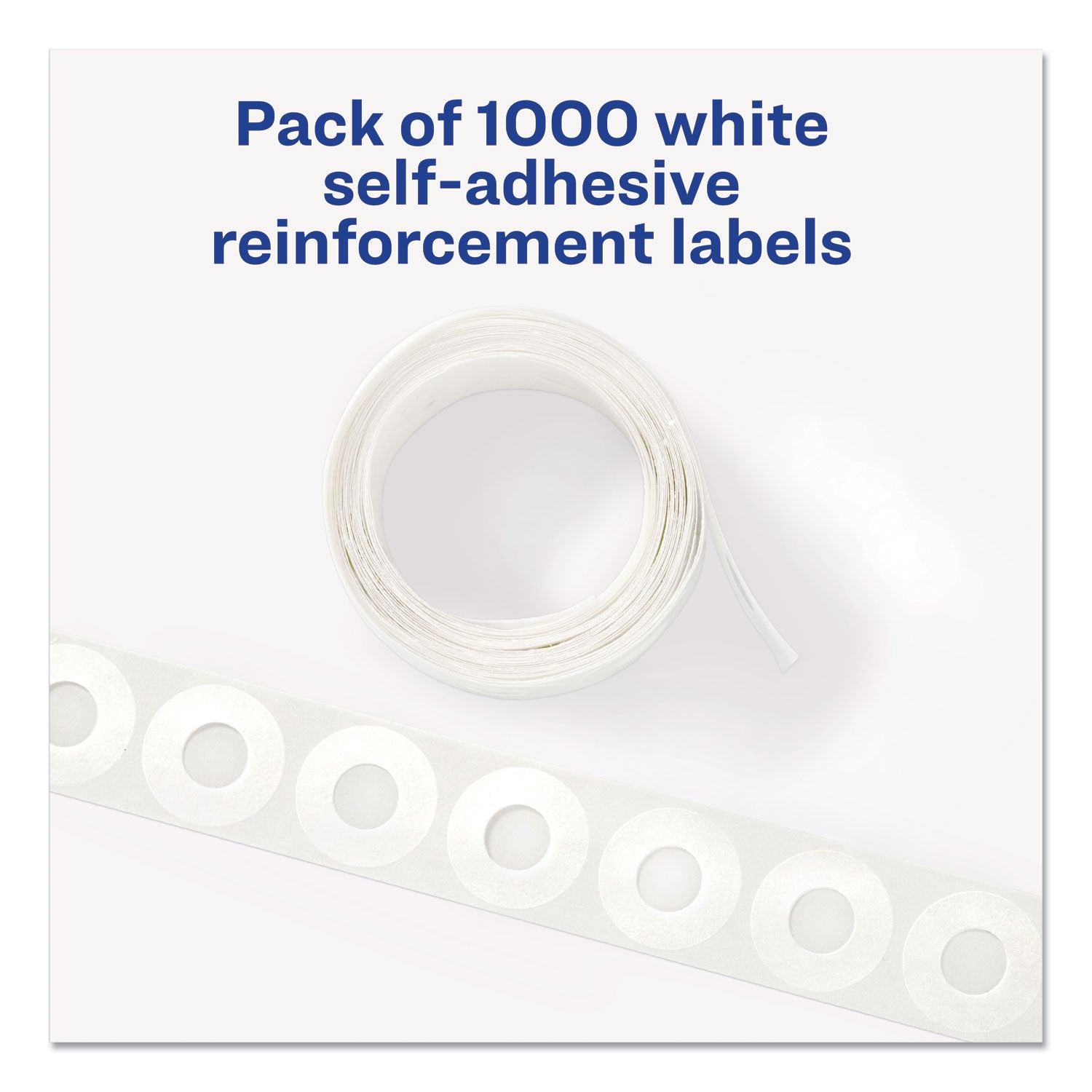 Avery® White Hole Reinforcements for Paper - 0.25 Inch Diameter, 1000/Pack (5720) - Perfect for Office Documents, School Projects & Filing Systems