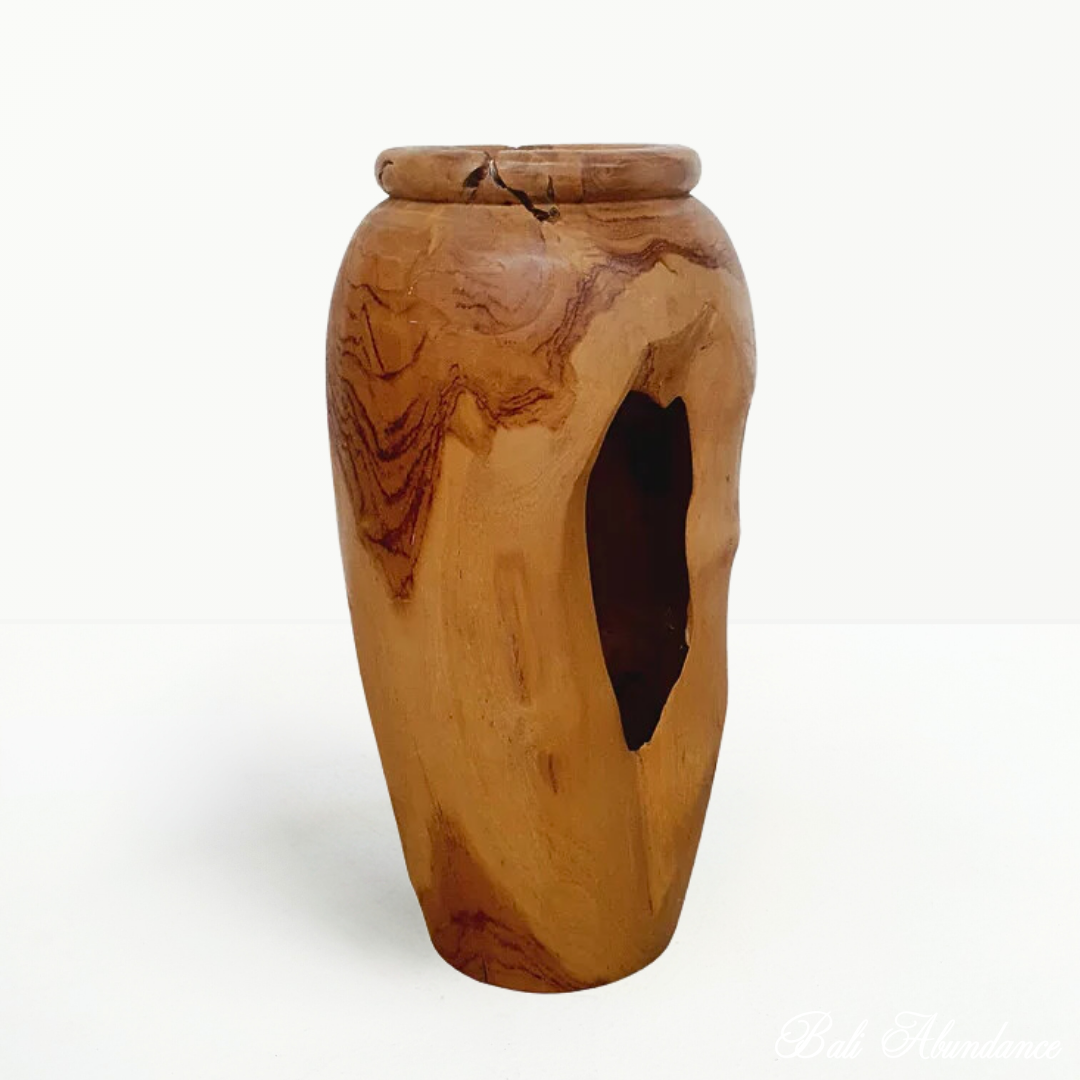 Premium Teak Wood Plant Pot - Handcrafted Indoor & Outdoor Flower Planter for Home Garden, Patio, and Balcony Decor - Durable & Weather-Resistant