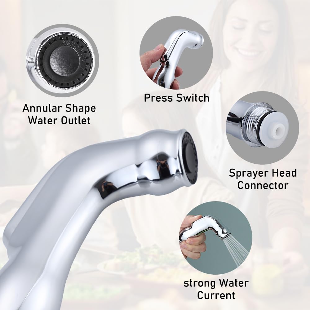Moen Universal Kitchen Sink Side Sprayer Replacement with Hose and Holder - Chrome Sprayer Head for Easy Cleaning and Dishwashing