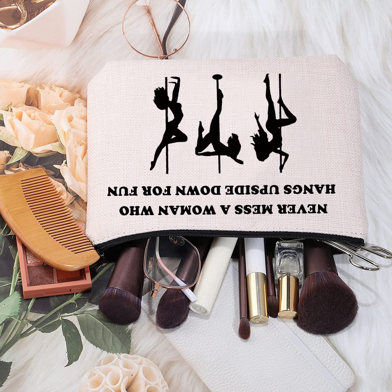 MYOSPARK Pole Dance Makeup Bag - Waterproof Travel Cosmetic Pouch for Dancers | Perfect Gift for Pole Fitness Enthusiasts | Great for Dance Classes, Gym & Travel Essentials