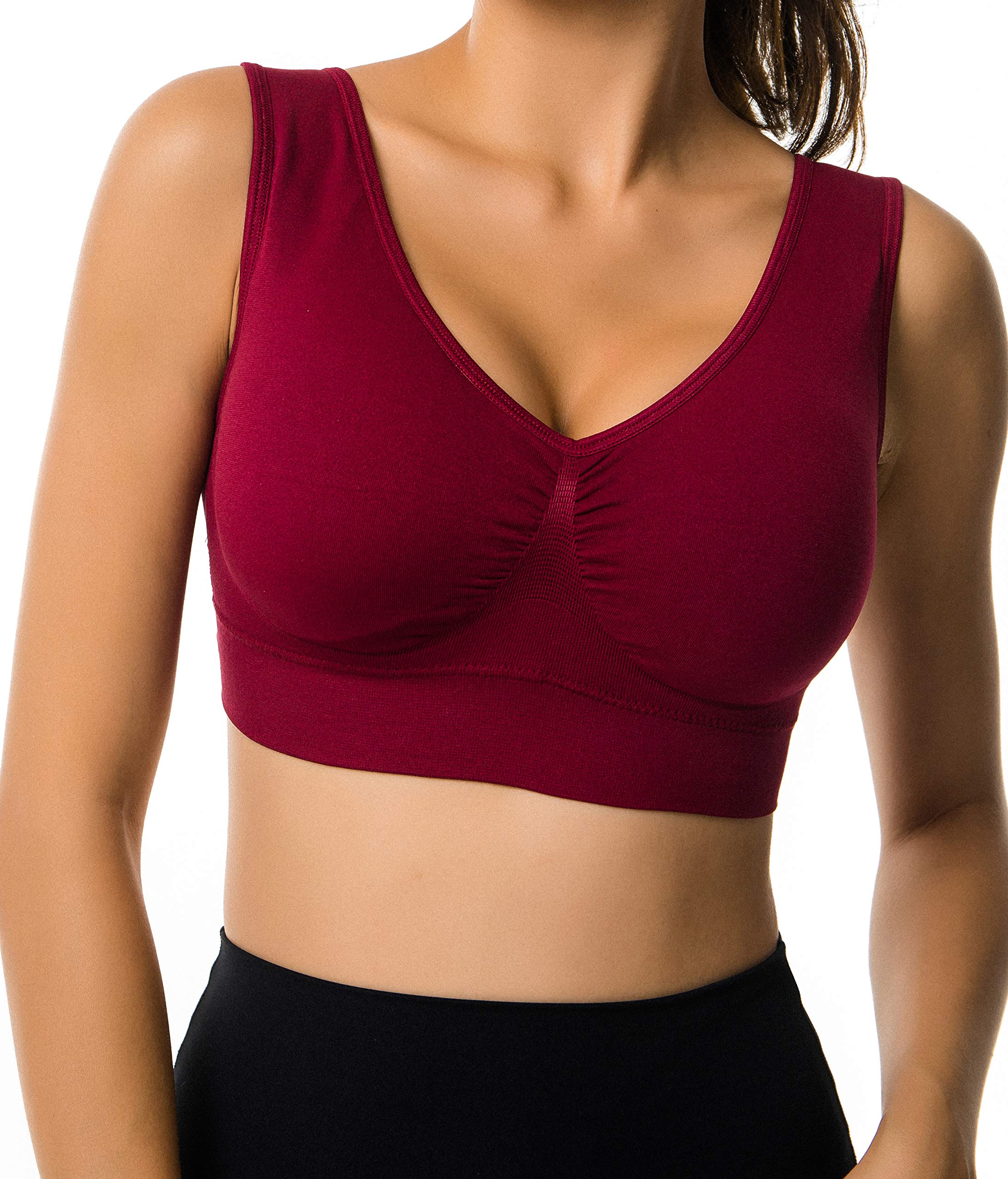 Seamless Yoga Bras for Women - Low Impact Sports Bra with Removable Pads for Workout & Running