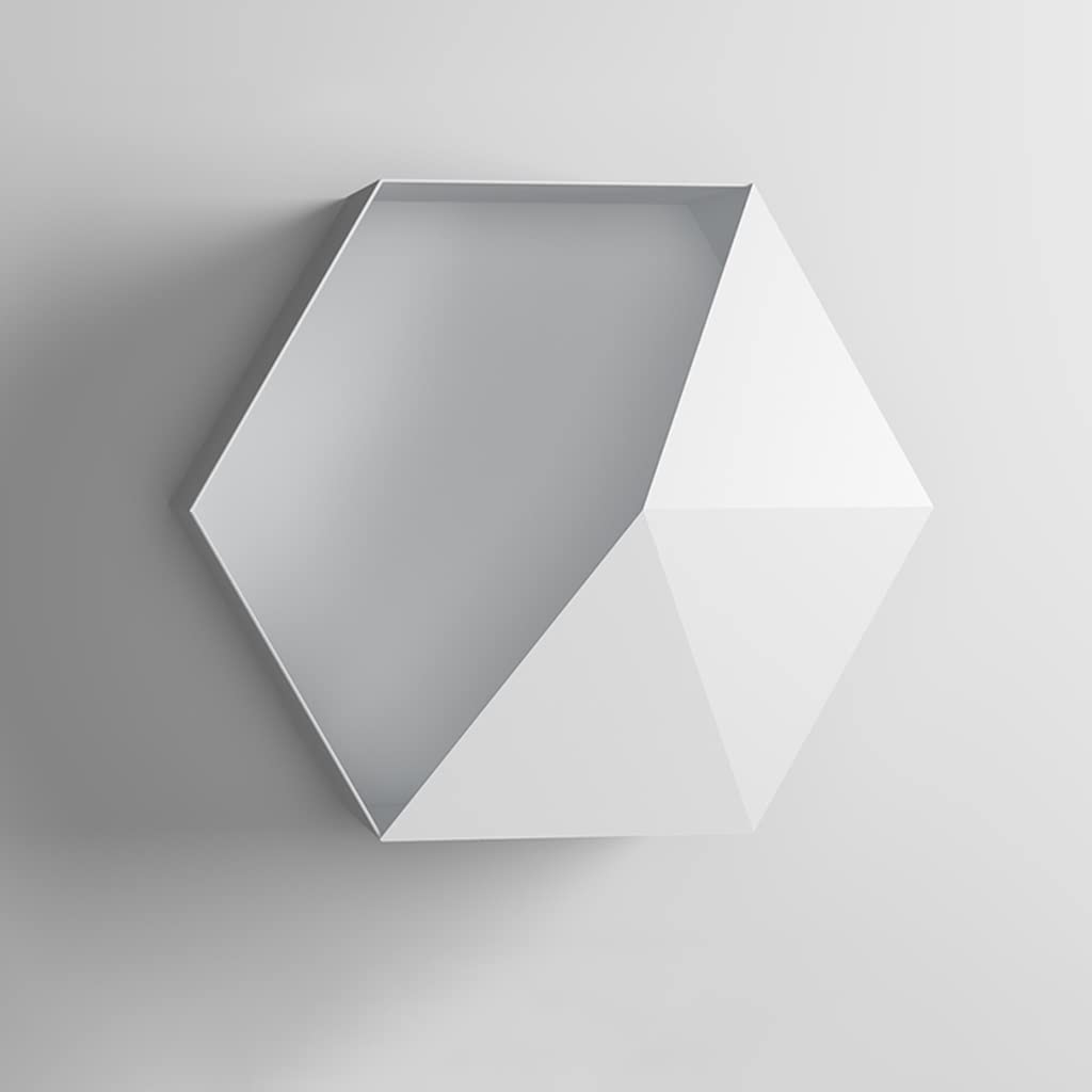 Hexagon Floating Wall Shelf - Metal Honeycomb Bathroom & Bedroom Decor - Nordic Style White Iron Hanging Shelves for Living Room, Dining Room, Home Organization & Storage
