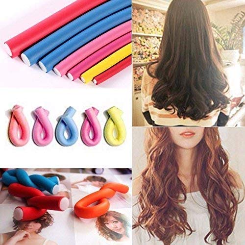 APOEM 10Pcs No Heat Hair Curlers Set - Soft Foam Magic Flexi Rods for Short, Medium & Long Hair - Gentle Curling Sticks for Women & Girls with Free Tail Comb - Perfect for Overnight Styling, Beach Waves & Natural Curls