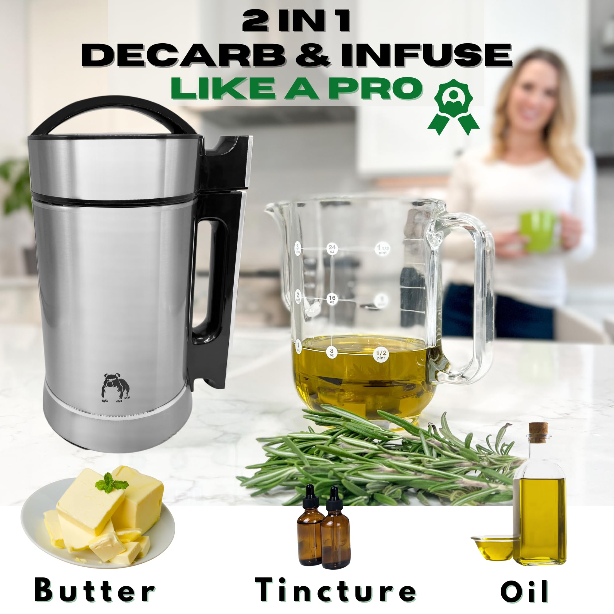 2 in 1 Decarboxylator and Infuser Machine - Electric Butter Maker & Oil Infuser with Gummy Maker - Includes Recipe eBook & Accessories - Perfect for Homemade Edibles, Cannabis Cooking & DIY Infusions