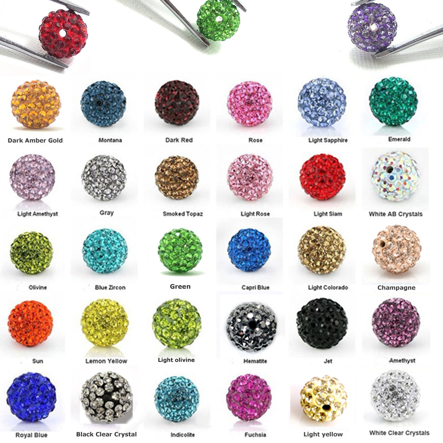 RUBYCA 12mm Pave Czech Crystal Disco Ball Clay Beads for Shamballa Bracelets (100pcs, 30 Colors Mixed) - DIY Jewelry Making, Friendship Bracelets, Boho Accessories Crafting