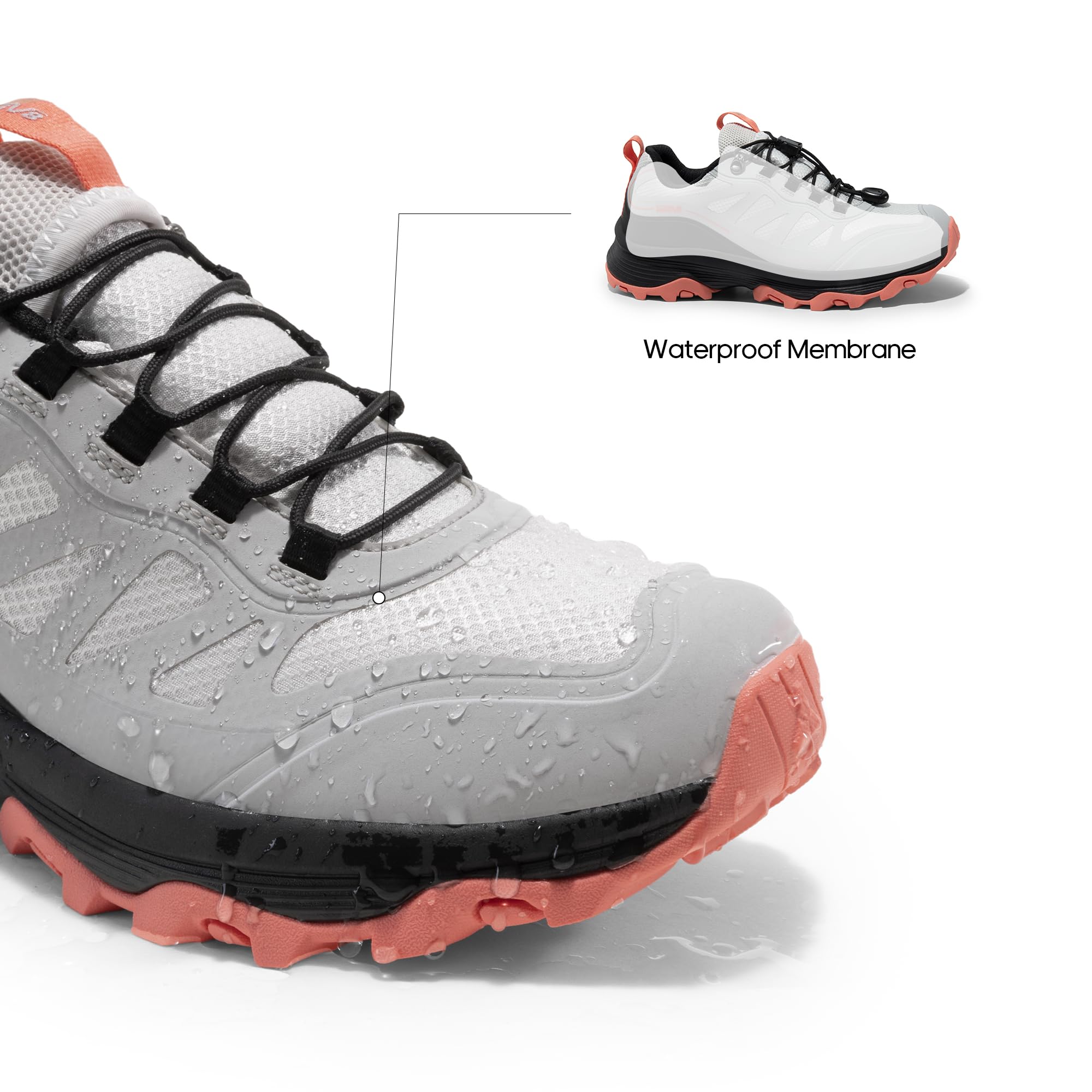 NORTIV 8 Women's Waterproof Hiking Shoes - Quick Dry Lightweight Outdoor Walking Shoes with Quick Laces for Trekking, Camping & Trail Running - Perfect for Hiking Adventures & Mountain Trails