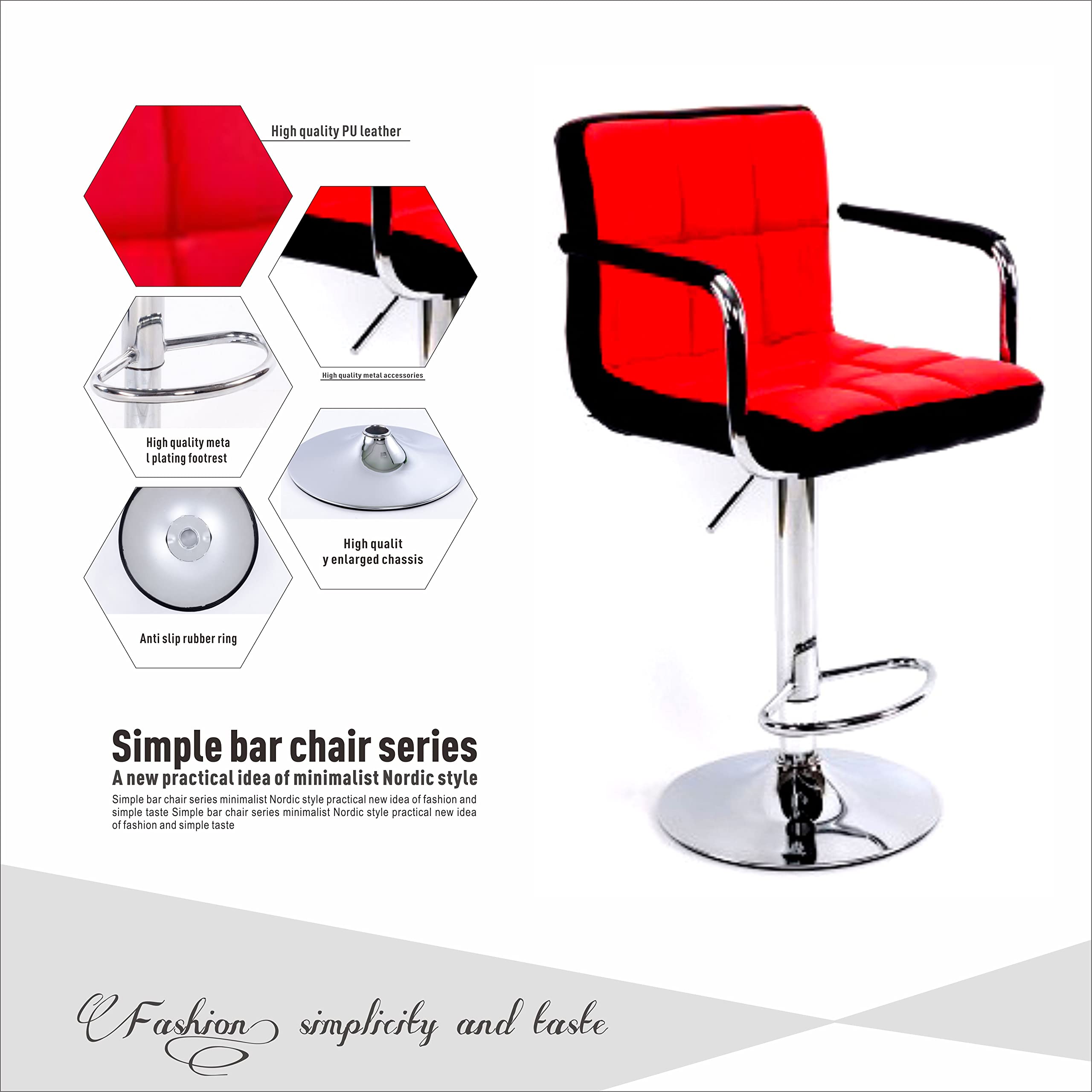 Red Bar Stools Set of 2 - Swivel Bar Chairs with Back & Arms, Comfortable Counter Height Stools for Kitchen Island, Breakfast Bar & Home Pub (Modern Red Bar Stools for Dining & Entertaining)