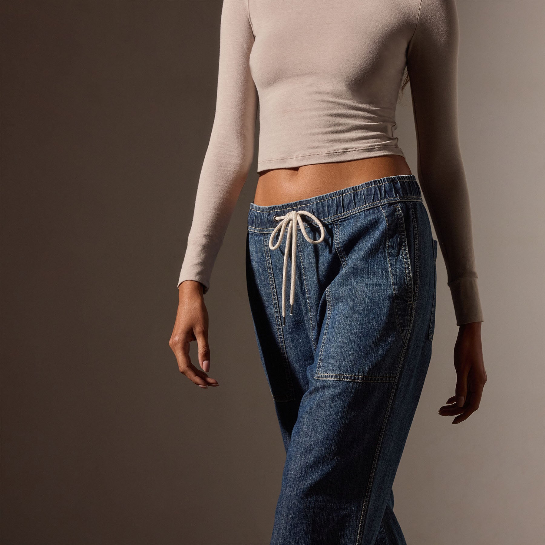 Stylish Wide Leg Pull On Denim Pants for Women - Medium Wash Comfortable Stretch Jeans | Perfect for Casual Outings & Everyday Wear