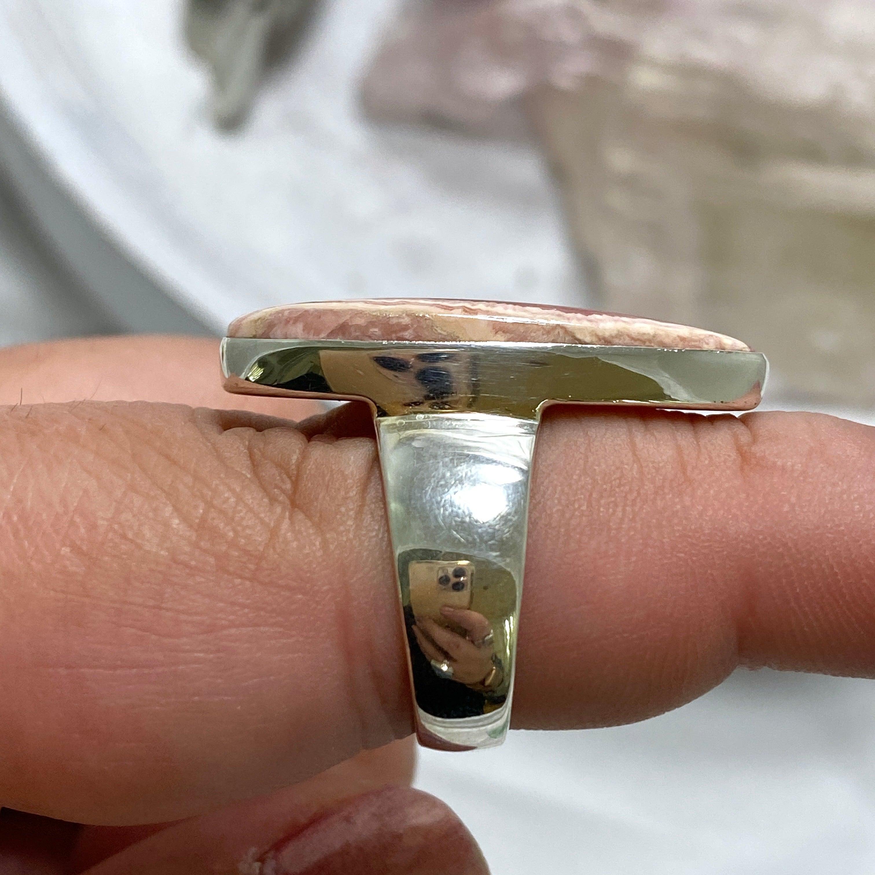 Rhodocrosite Teardrop Ring - Size 8 - KRGJ2556 - Elegant Jewelry for Women, Perfect for Weddings, Parties & Special Occasions