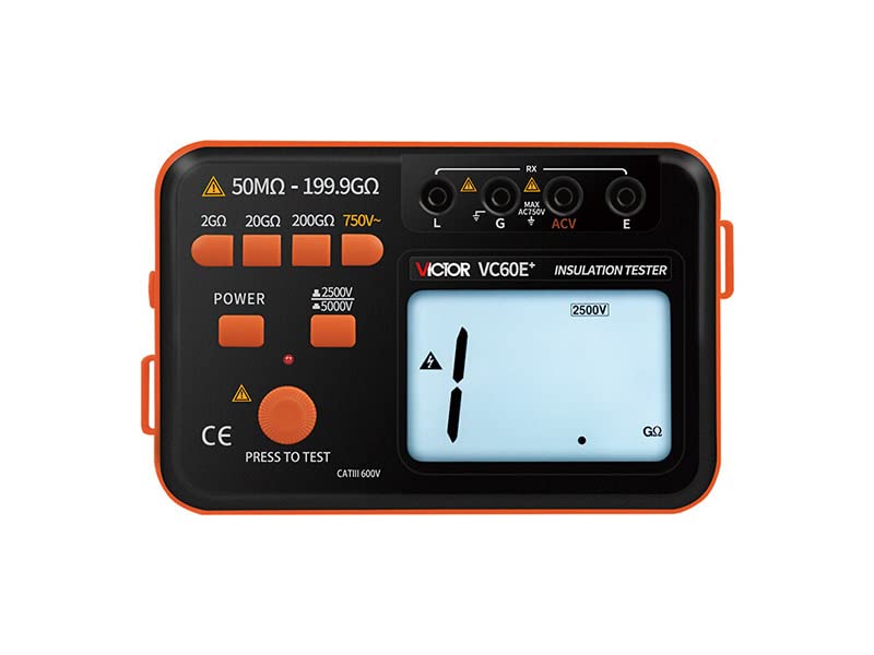 VC60E+ Digital Insulation Resistance Tester 1000V/2500V/5000V Megohmmeter - Perfect for Electrical Safety Testing, Industrial Maintenance & Home Wiring Inspection