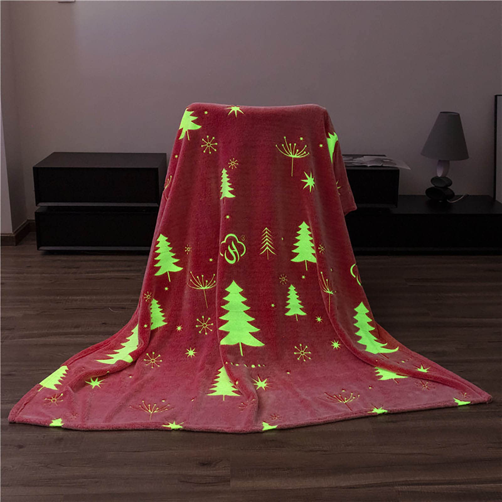 Glow in The Dark Winter Blanket - Christmas Tree Pattern, Soft & Warm for Kids, Twin Size (A1-Pink, XL) | Cozy Glowing Blanket for Bed, Sofa & Baby Use