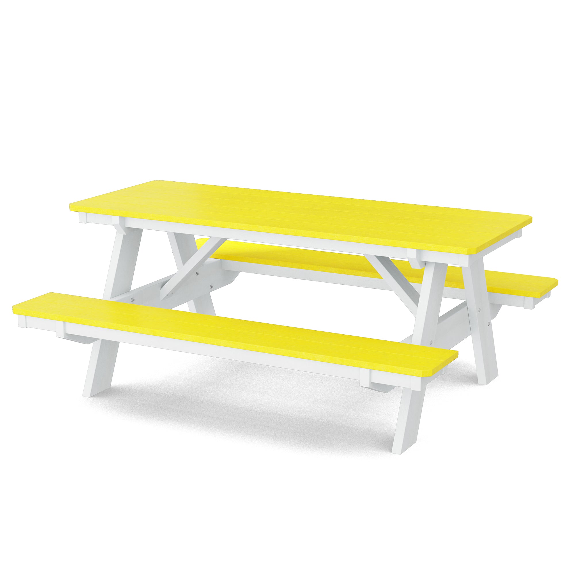 Heritage 72 Inch Outdoor Picnic Table with Attached Benches - Durable All-Weather Patio Furniture for Backyard, Garden, and Park Gatherings