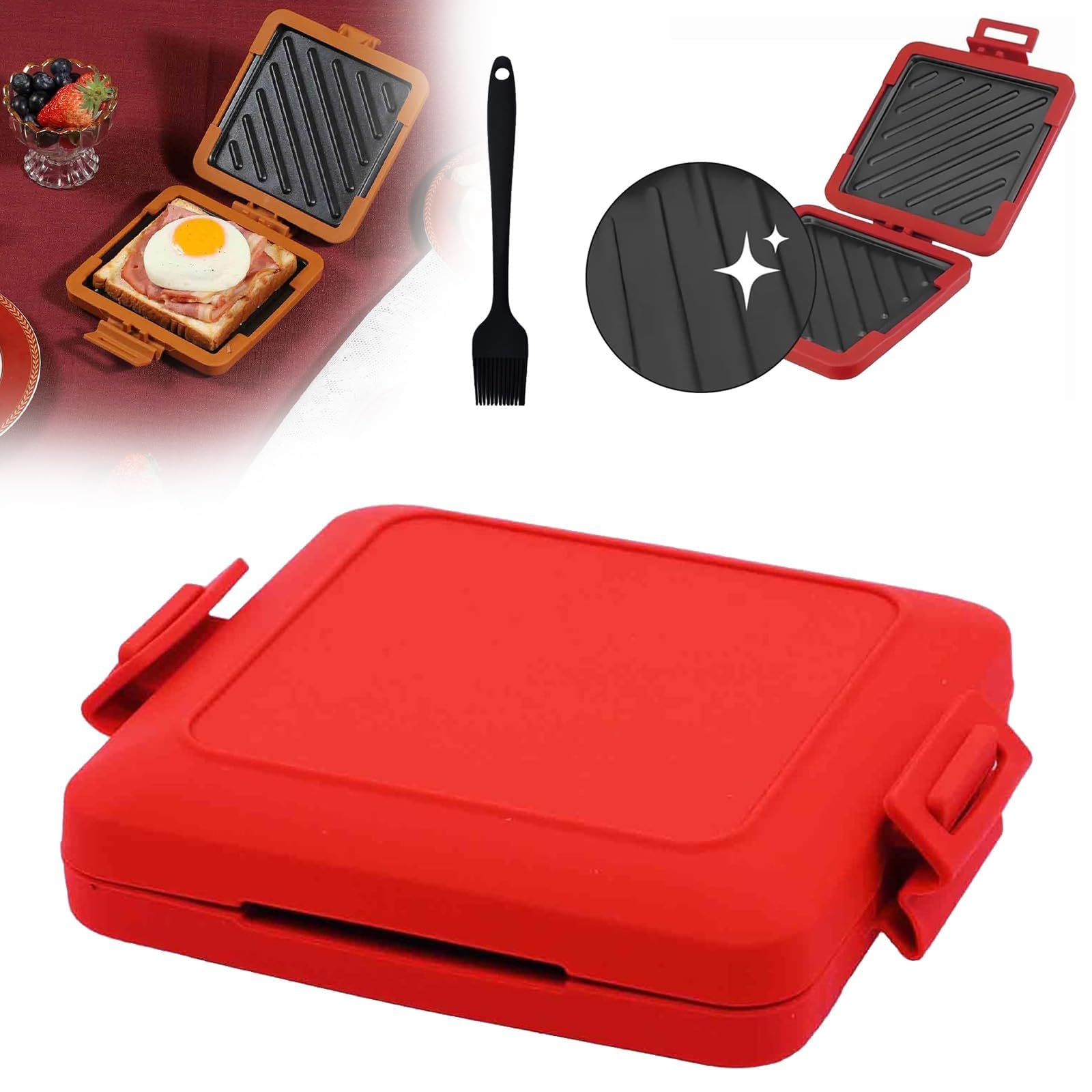 Microwave Toastie Maker - Adjustable Silicone Straps Sandwich Toaster for Quick & Easy Grilled Cheese, Paninis & More | No Electricity Needed | Perfect for Dorm Rooms, Office Lunches & Camping