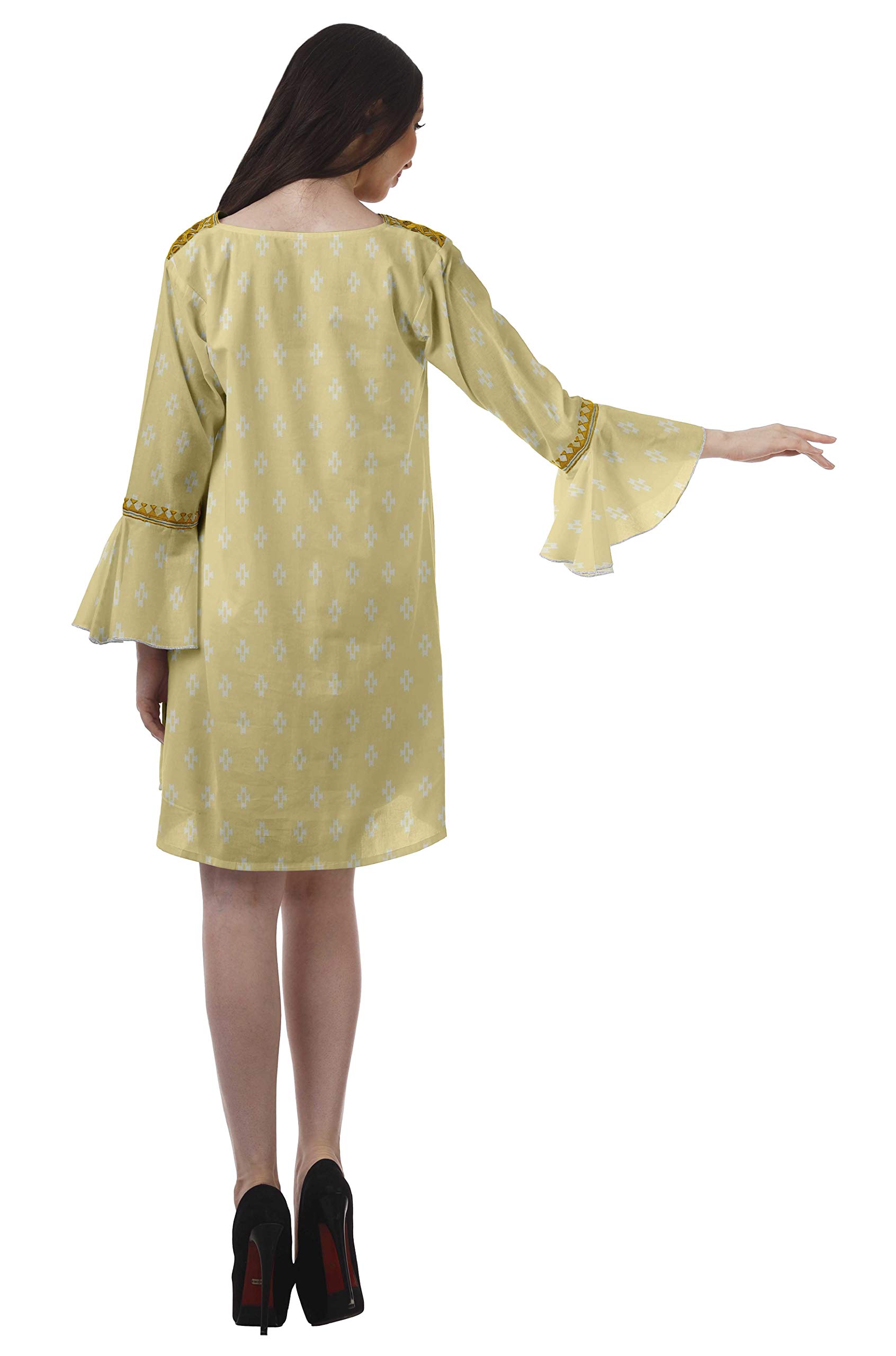 Moomaya Women's Floral Printed V-Neck Mini Dress with Flounce Sleeves - Summer Beach Dress, Party Outfit, Casual Wear for Vacation & Date Night