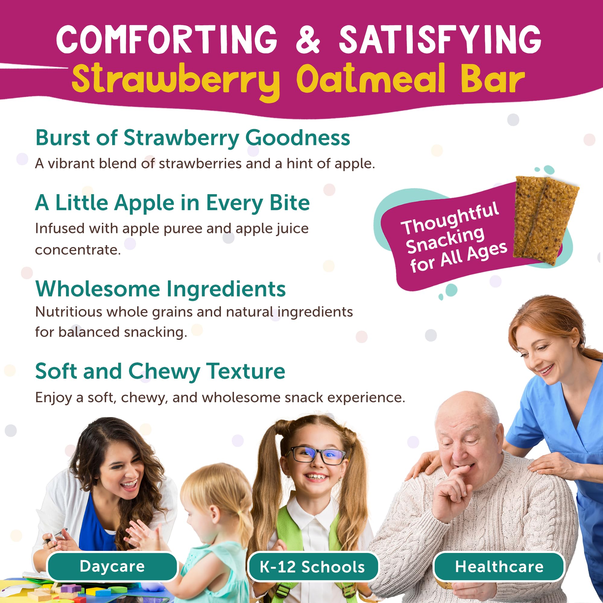 Individually Wrapped Strawberry Oatmeal Bars - 1.2oz Healthy Breakfast & Snack Bars, Gluten-Free Oatmeal Strawberry Snacks (216 Count, 16.2lbs) - Perfect for School Lunches, Office Snacks & On-the-Go Energy | Made in USA by Appleways