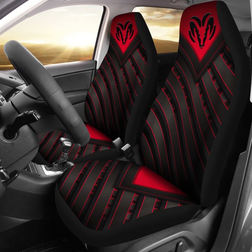 Premium Black & Red Custom Dodge Ram Seat Covers - Universal Fit for 1500/2500/3500 Models - Durable Neoprene Protection for Trucks & Off-Road Adventures