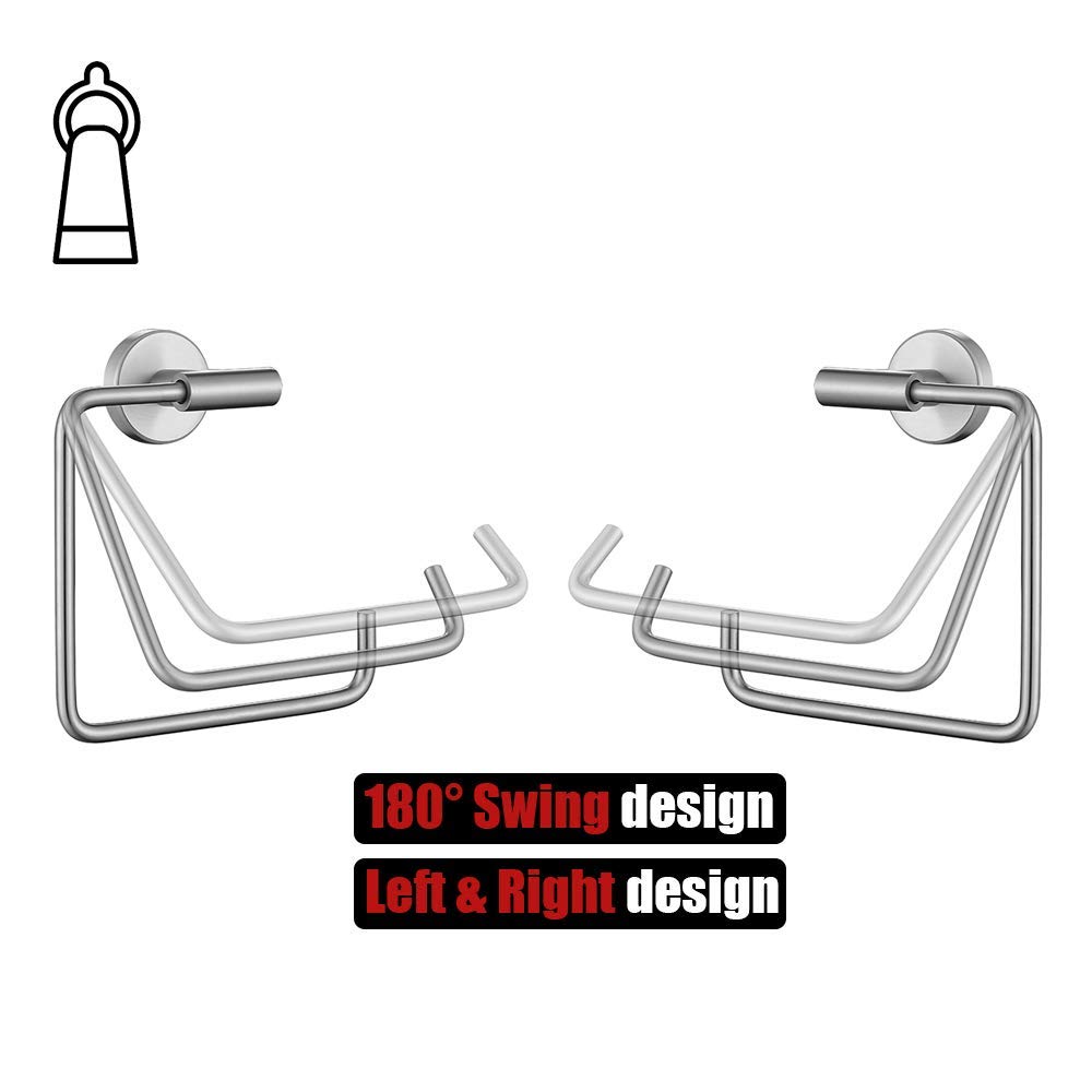 Stainless Steel Square Towel Ring Holder - 6 Inch Brushed Nickel Wall Mount Bathroom Accessory (TR140-BN) - Perfect for Modern Bathrooms & Powder Rooms
