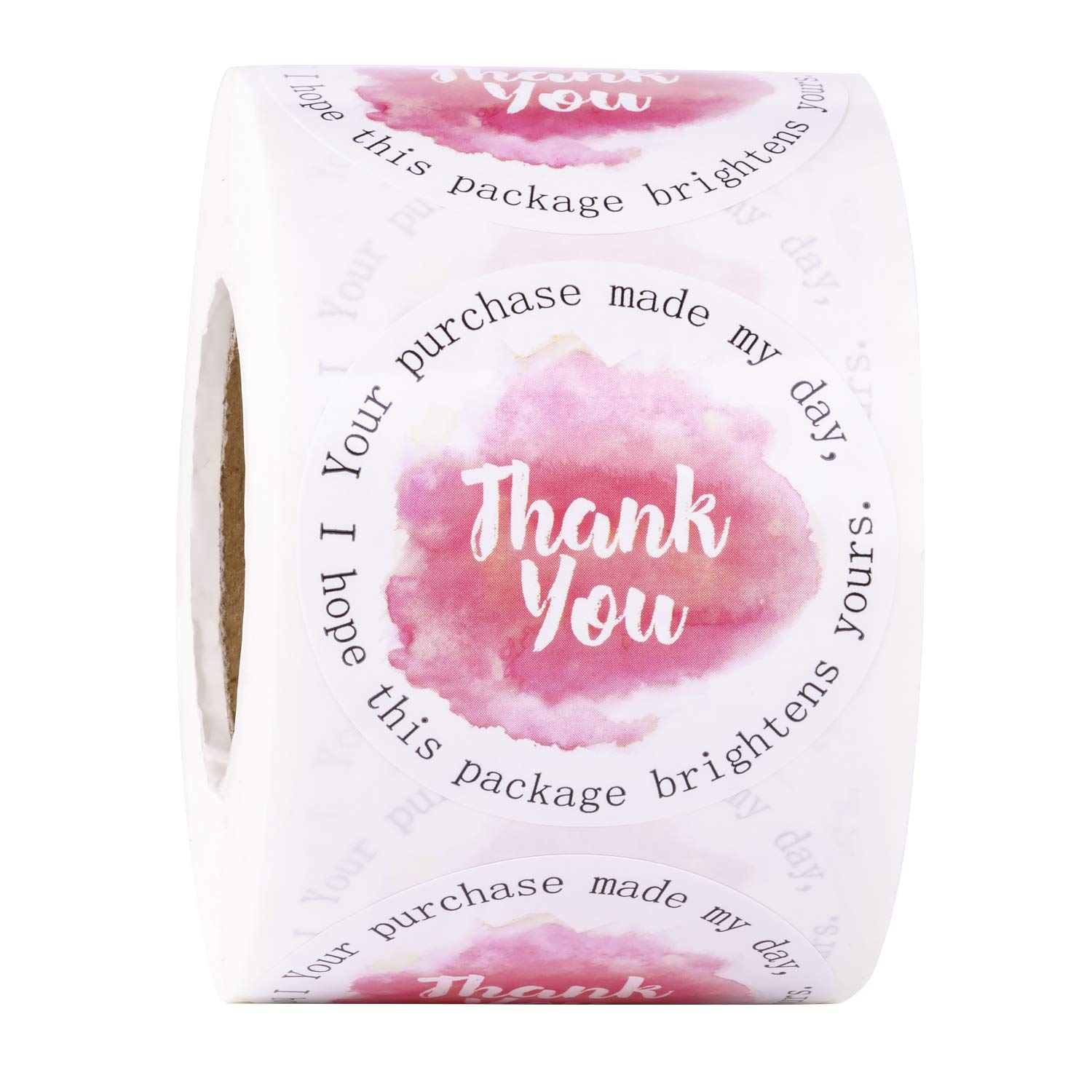 WRAPAHOLIC Thank You Business Stickers - Pink Ink Painting Gift Wrap Labels, 2x2 Inch Bulk Pack of 500 - Perfect for Packaging, Shipping & Customer Appreciation Gifts