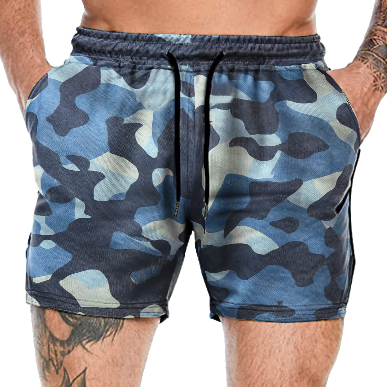 Men's Lightweight Breathable Pink Athletic Shorts - Quick-Dry Mesh Running & Fitness Shorts for Men - Camouflage Design for Sports, Gym & Outdoor Activities