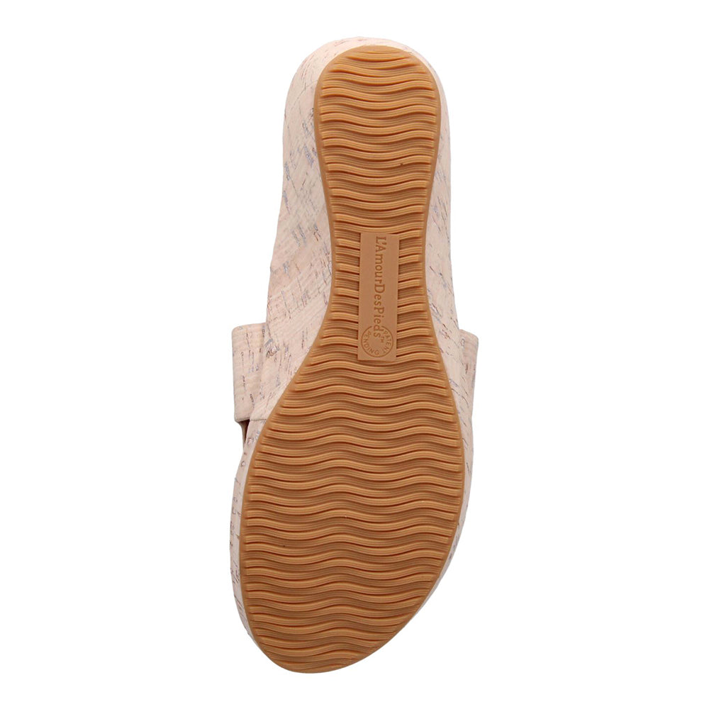 Catiana Slip-On Sandals for Women - Whitewash Cork Wedge Sandals | Comfortable Summer Beach Shoes for Walking, Travel & Casual Outings