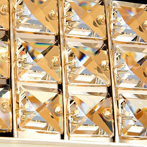 12W LED Ceiling Light - Crystal Acrylic Panel with Golden Chrome Frame, Square Modern Lighting for Bedroom, Living Room, Dining Room - Perfect for Home Decor and Ambient Lighting