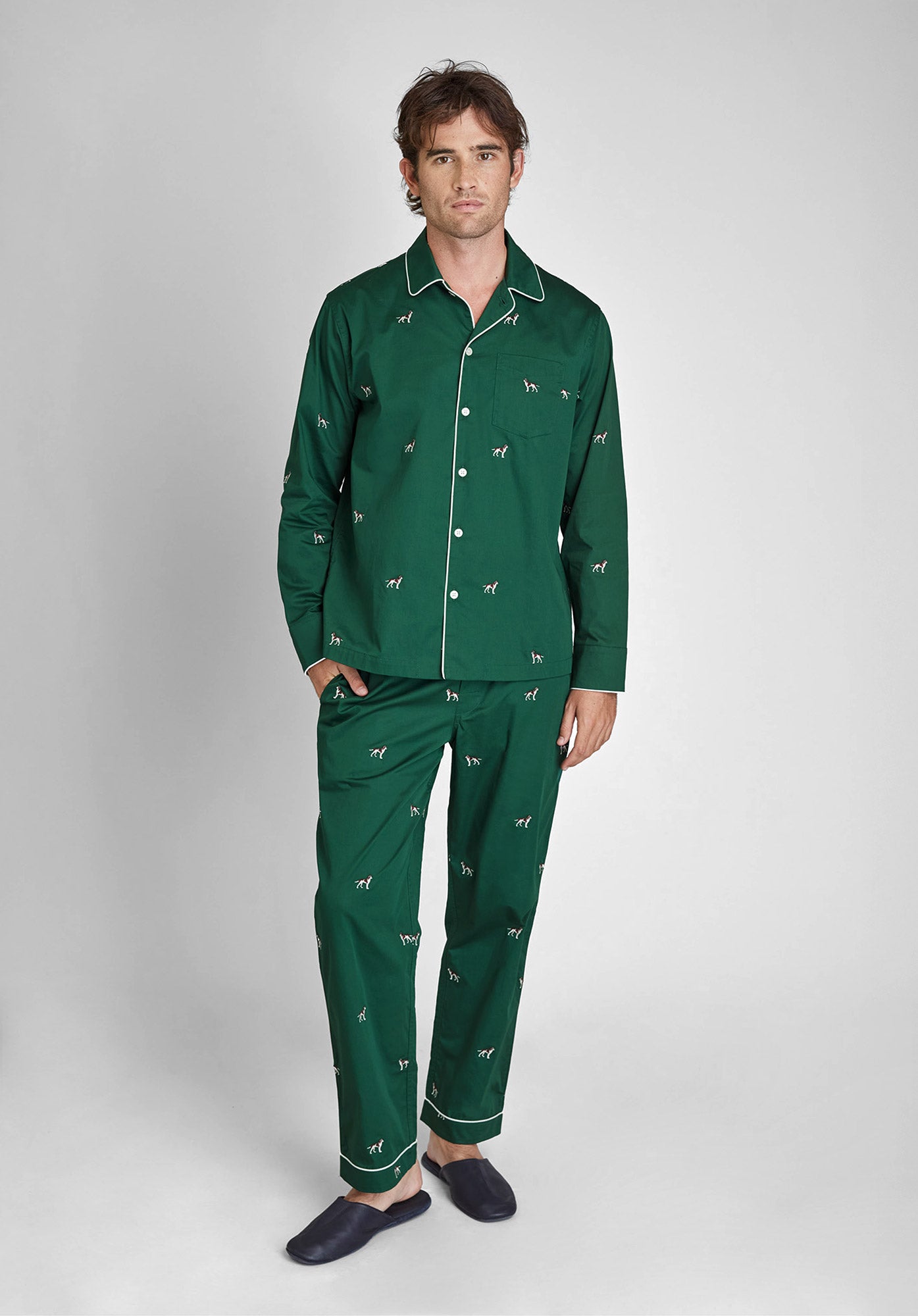 Henry Embroidered Hounds Pajama Set - Soft Cotton Sleepwear for Men & Women | Perfect for Cozy Nights, Lounging & Gift Giving