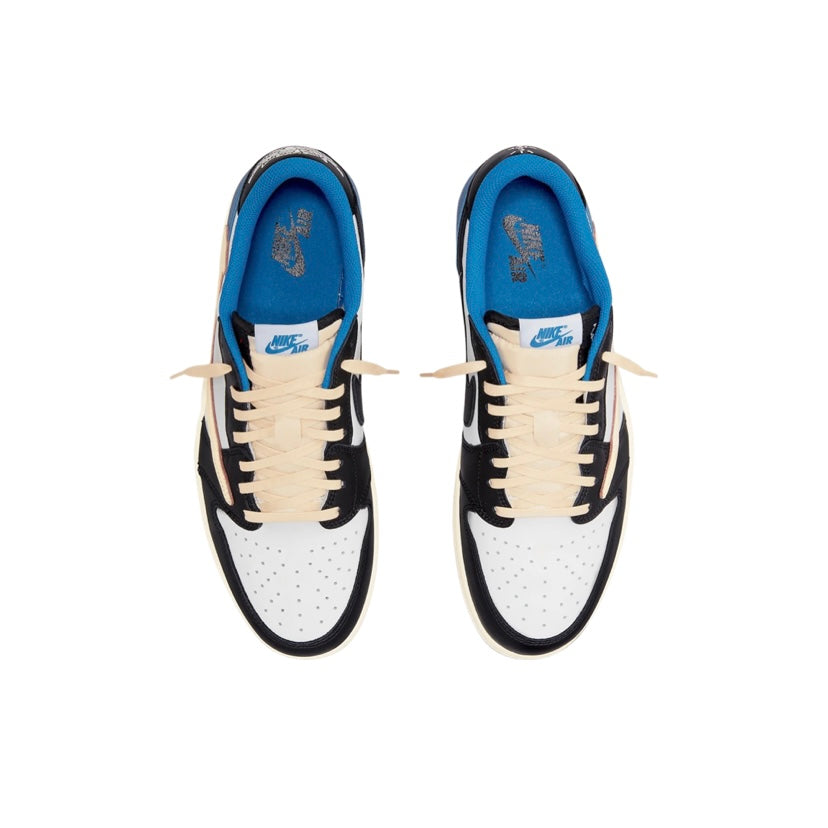 Travis Scott x Fragment x Air Jordan 1 Low OG SP Sneakers - White Black Royal Sail Colorway - Limited Edition Basketball Shoes for Streetwear & Sneaker Collectors