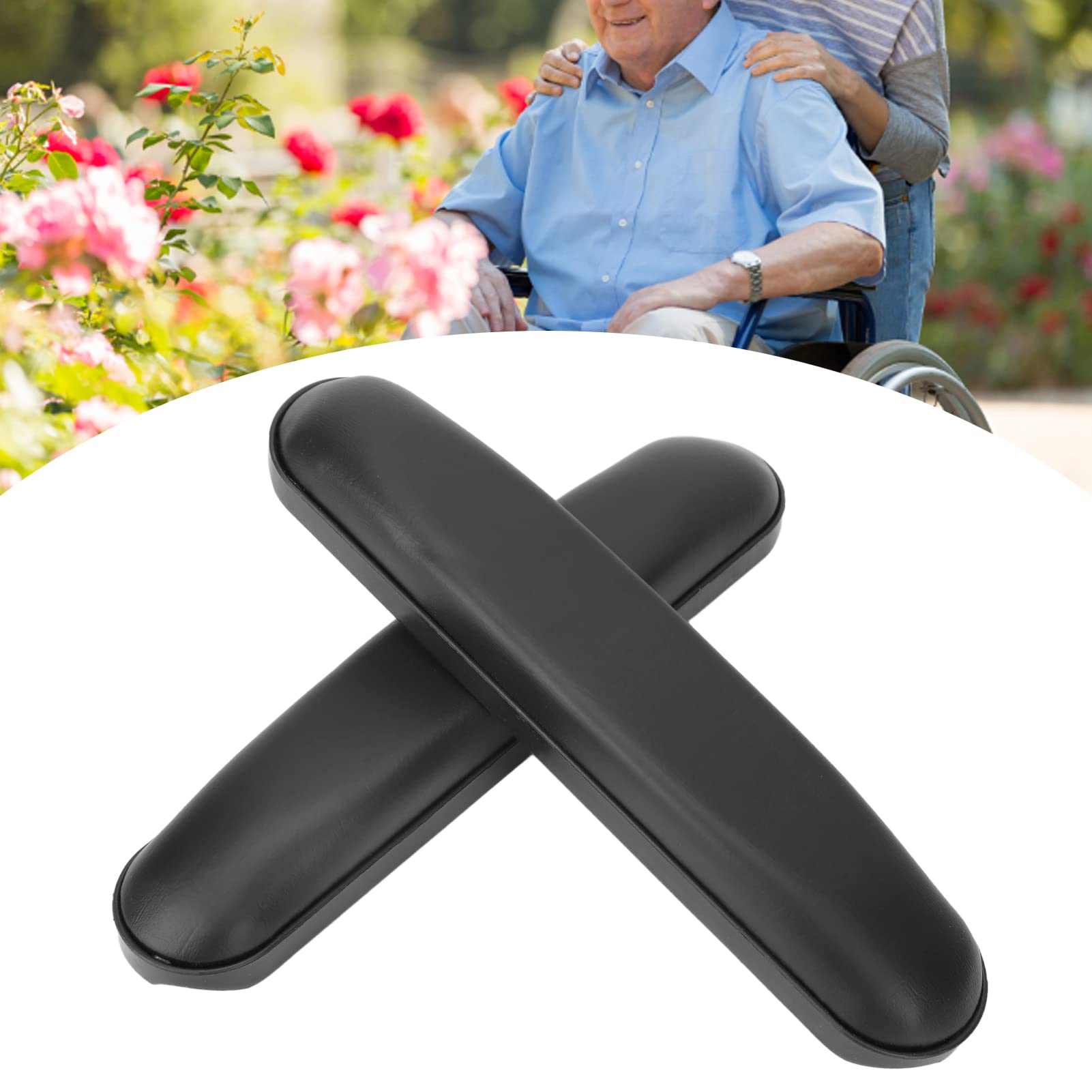 Waterproof Wheelchair Arm Pads - 1 Pair Padded Armrest Covers for Wheelchairs & Office Chairs | Comfortable & Scratch-Resistant Replacement | Ideal for Home, Office & Daily Use (Black)