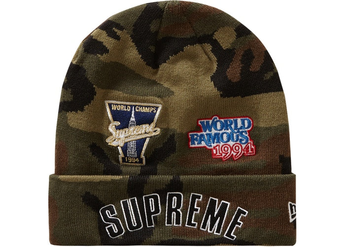 Supreme x New Era Championship Beanie Camo - Warm Winter Skull Cap for Men & Women - Perfect for Snowboarding, Skiing, and Outdoor Activities