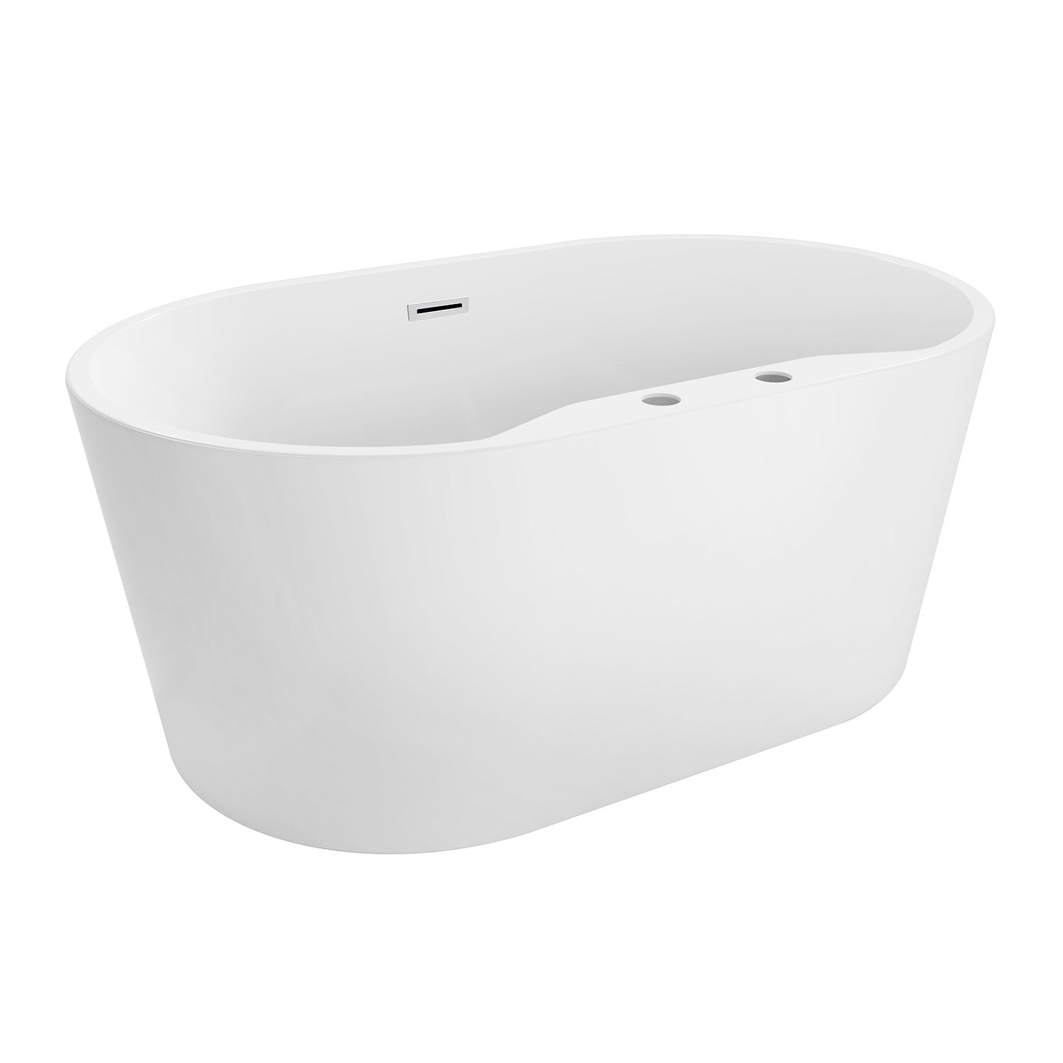 Aqua Eden VT7DE553423 55-Inch Freestanding Acrylic Oval Bathtub with Drain - Glossy White - Perfect for Luxury Bathrooms & Spa Retreats