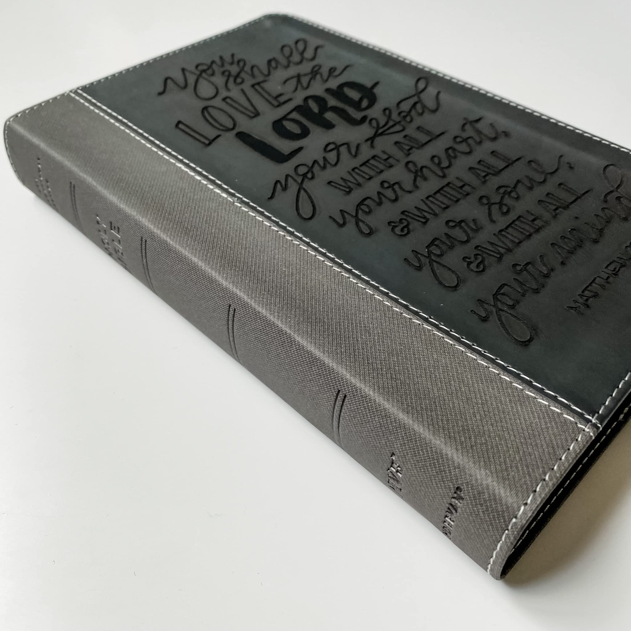 Personalized NIV Black/Gray Leathersoft Bible - Hand Lettered & Laser Engraved with Custom Name - Perfect Christian Gift for Wedding, Baptism, Graduation & Birthday - Ideal for Worship, Bible Study & Spiritual Growth