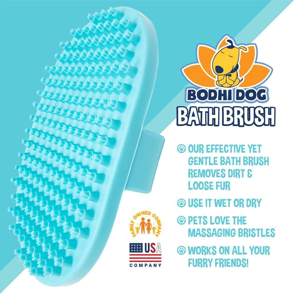 Bodhi Dog Shampoo Brush - Premium Pet Grooming Brush for Dogs & Cats - Bath Massage Brush for Long & Short Hair - Waterproof Shower Scrubber for Bathing, Cleaning & Relaxation (1 Pack, Aqua Blue) - Perfect for Home Pet Grooming, Spa Days & Veterinary Use