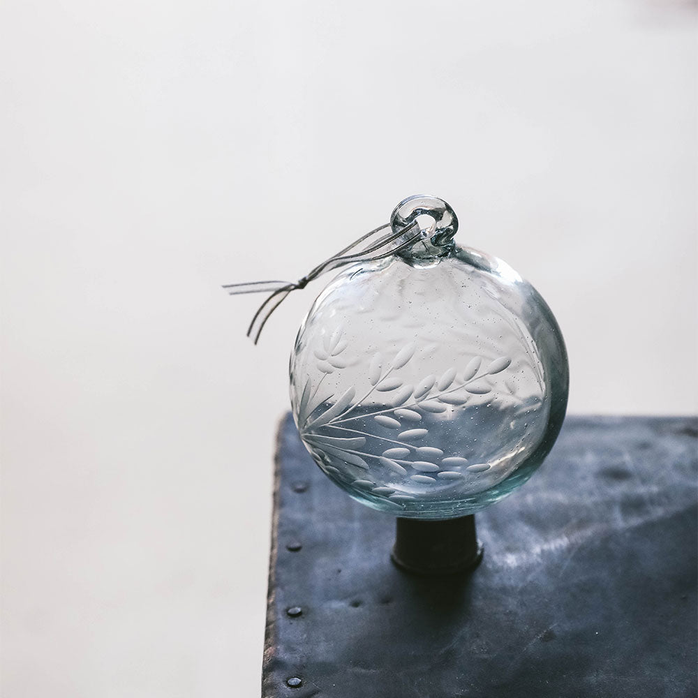 Handblown Etched Glass Christmas Ornament - Large Holiday Decoration for Tree, Gift, and Home Décor | Perfect for Christmas, Weddings, and Special Occasions