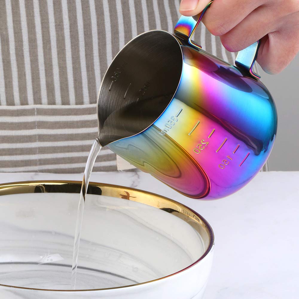 Premium 350ml (12oz) Stainless Steel Milk Frothing Pitcher with Latte Art Pen - Barista-Grade Coffee Steaming Jug for Cappuccino, Latte & Hot Chocolate Making - Perfect for Home Cafes & Professional Coffee Shops