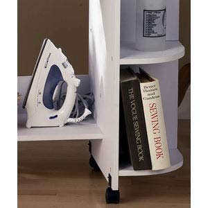 Portable White Folding Sewing Machine Table with Wheels - Extendable MDF Craft Table for Quilting, Dressmaking & DIY Projects - Perfect for Small Spaces & Mobile Crafting