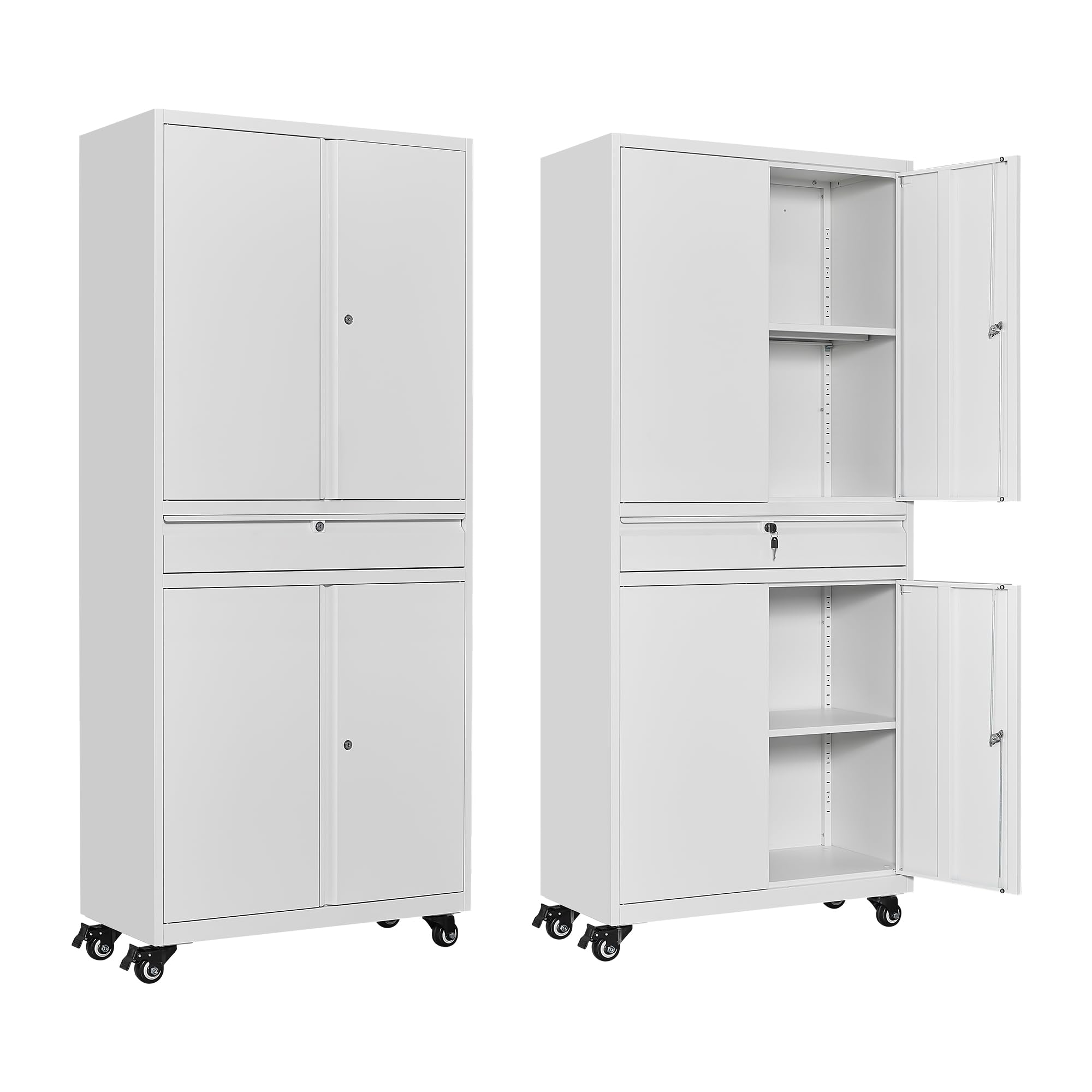 Heavy Duty Metal Storage Cabinet with Wheels - 72