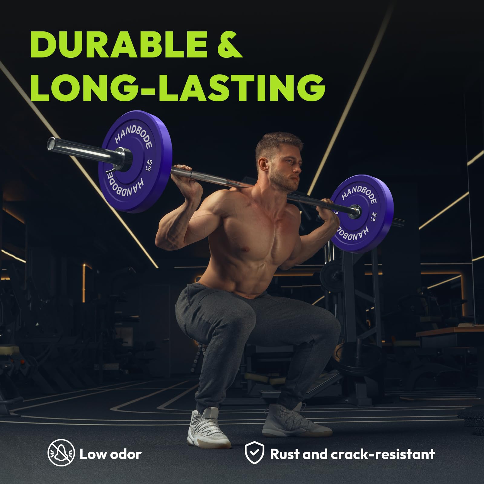 Olympic Weight Plates Set - 2-Inch Colored Bumper Plates (10/15/20/25/35/45/55 lb) for Home Gym & Strength Training - Durable Rubber Weight Lifting Plates for CrossFit, Powerlifting & Functional Fitness