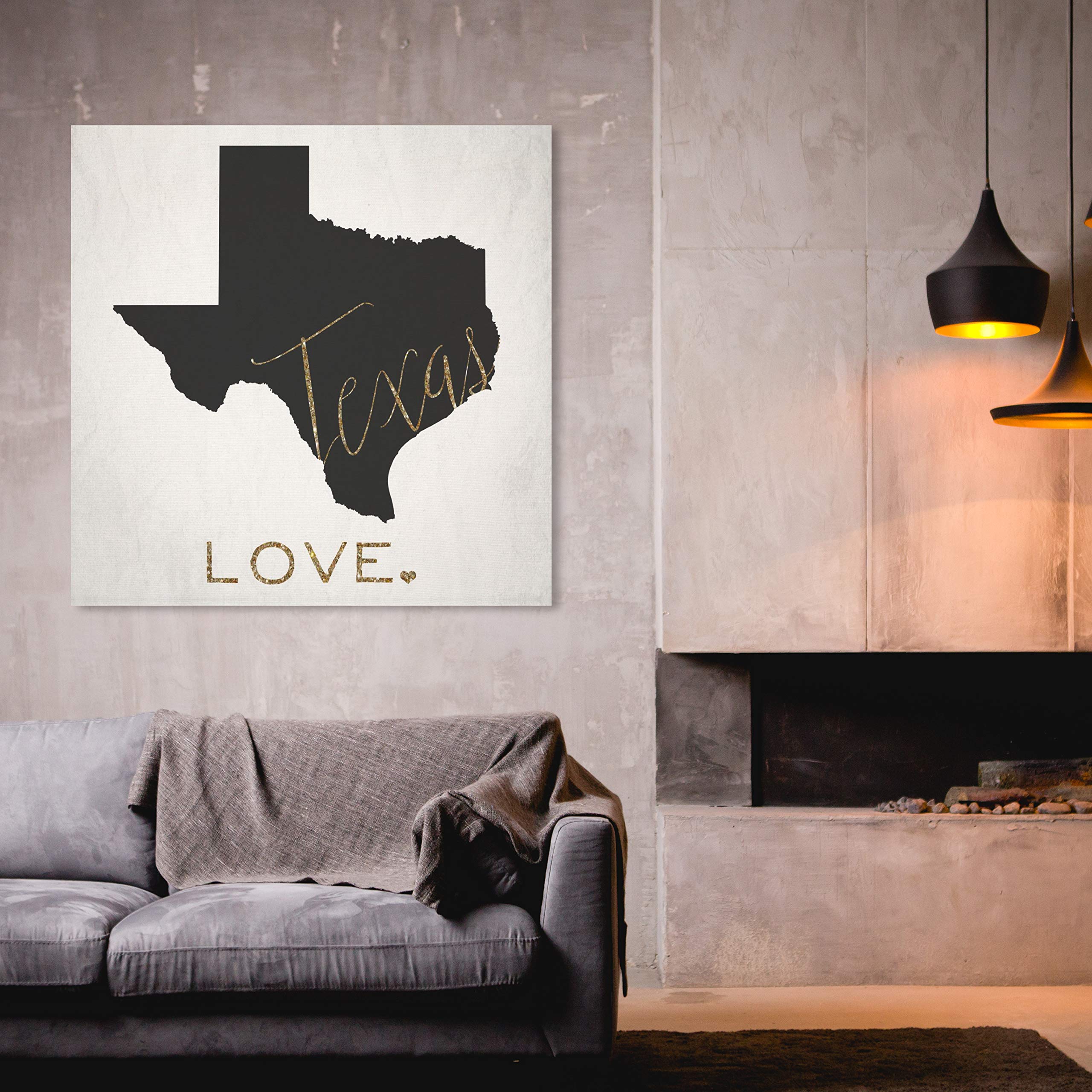 Texas Love Map Wall Art Canvas Print - 30x30 Inches Black & Gold Home Decor by Oliver Gal Artist Co. | Perfect for Living Room, Bedroom & Office