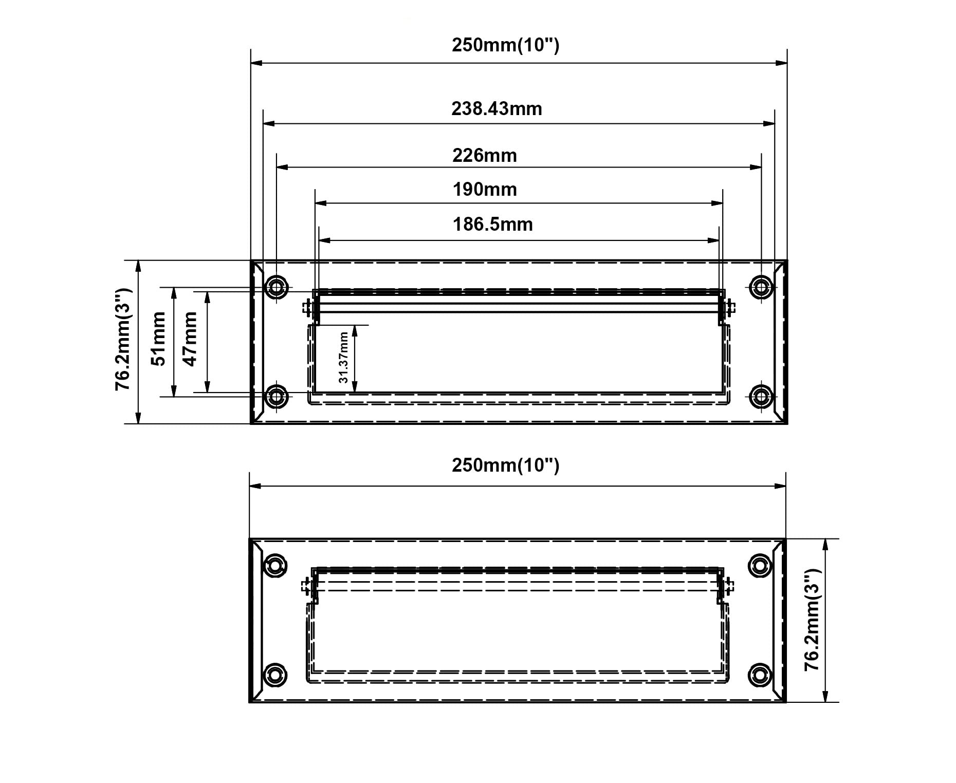 QCAA Solid Brass Mail Slot with Interior Back Plate - 10