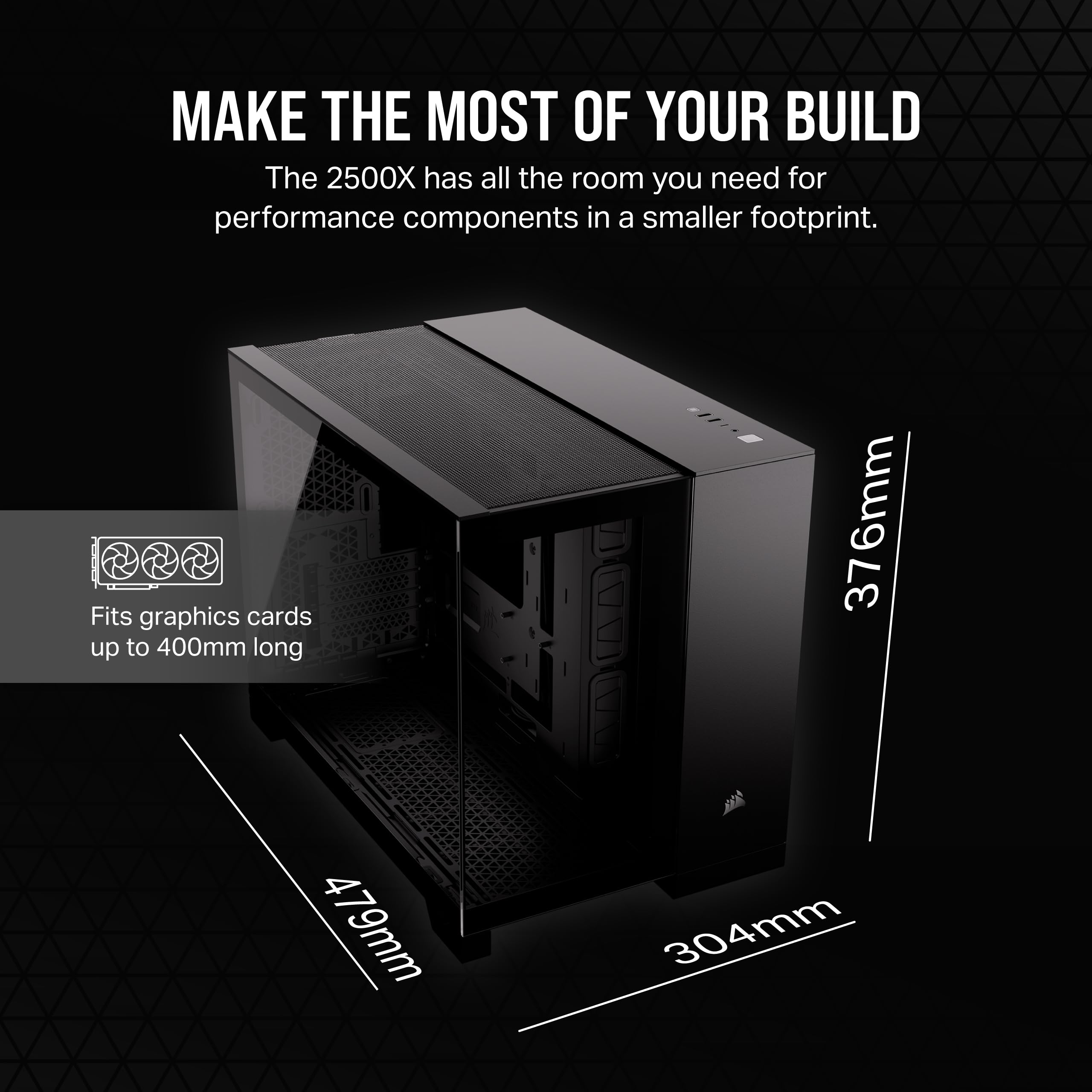 CORSAIR 2500X Black mATX Small-Tower PC Case - Dual Chamber Design, Panoramic Tempered Glass, Reverse Connection Motherboard Compatible - Perfect for Gaming Rigs, Workstations & Compact Builds